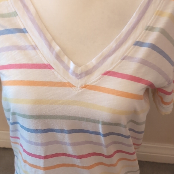 LOFT Multicolor Striped V-Neck Tee - Picture 4 of 4